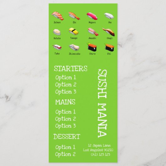 寿司 日本料理店 ワサビ 夕食メニュー メニュー (正面)