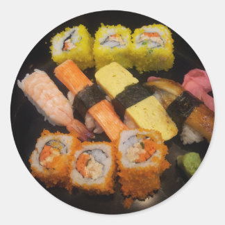寿司 生の食品 日本の食事 おいしい 提供 ラウンドシール