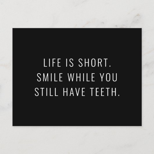 寿命おもしろいが短いのでスマイルことわざ ポストカード (正面)