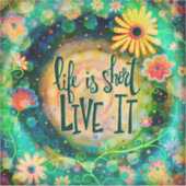 寿命かわいらしは短フローラ緑感動的 シール (正面)