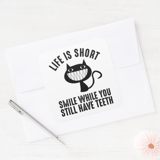 寿命が短い – まだ歯がある間のスマイル スクエアシール (封筒)