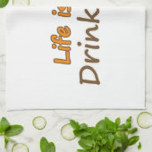 寿命が短い。コーヒーを飲みなさい。コーヒおもしろいーのスローガン キッチンタオル (折り畳み)