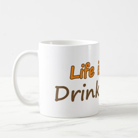 寿命が短い。コーヒーを飲みなさい。コーヒおもしろいーのスローガン コーヒーマグカップ (左)