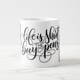 寿命が短い、ペ買ン-レタリング ジャンボコーヒーマグカップ