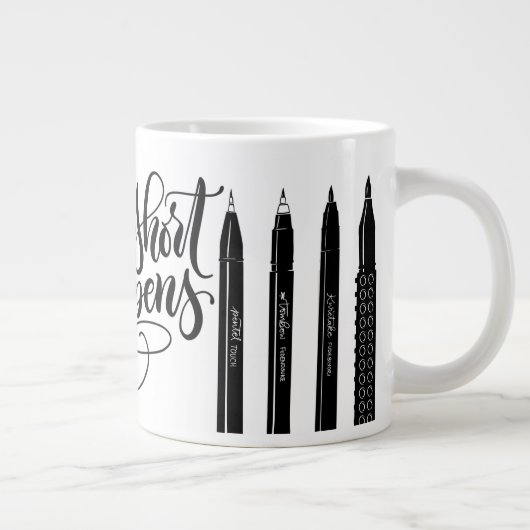 寿命が短い、ペ買ン-レタリング ジャンボコーヒーマグカップ (右)