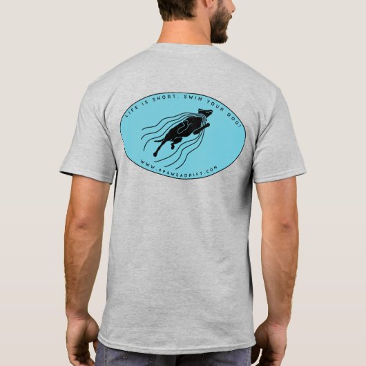 寿命が短い。犬を泳いで。大きなロゴ背面T Tシャツ (裏面)