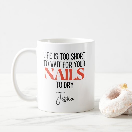 寿命が短くて爪、 ネイルが乾かないおもしろい コーヒーマグカップ (ドーナツ)