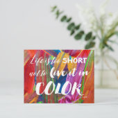 寿命が短すぎる色の引用文モダン抽象芸術 ポストカード (スタンド正面)