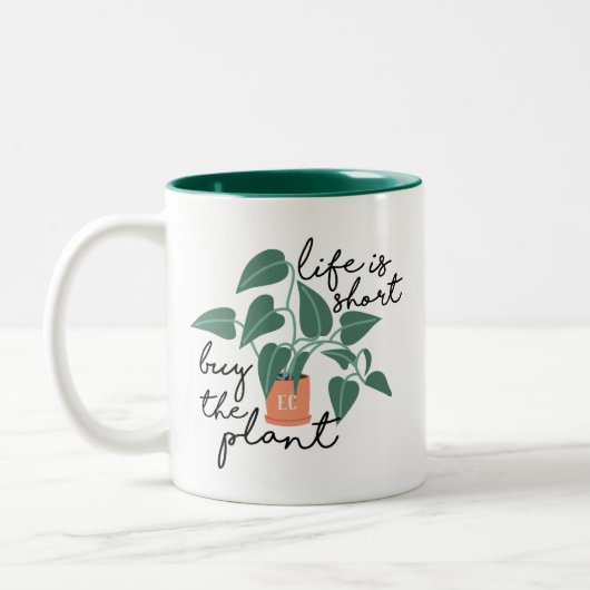 寿命が短買い |かわいいパーソナライズされた ツートーンマグカップ (左)