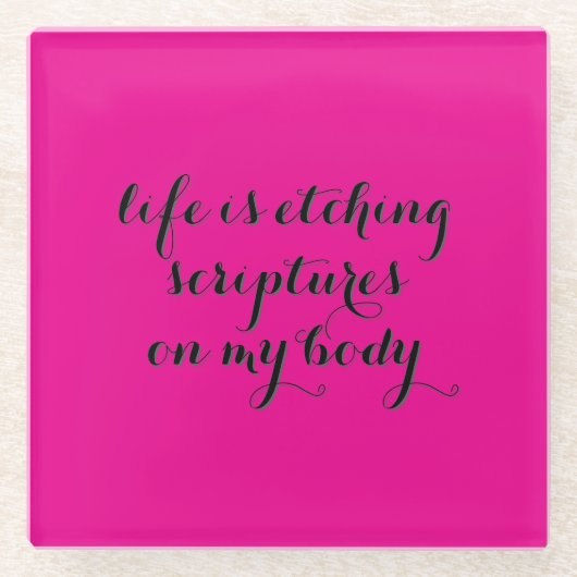 寿命はエッチング中 ガラスコースター (正面)