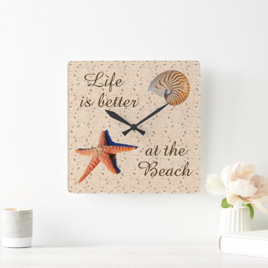 寿命はビーチ時計の方が良い スクエア壁時計 (ホーム)