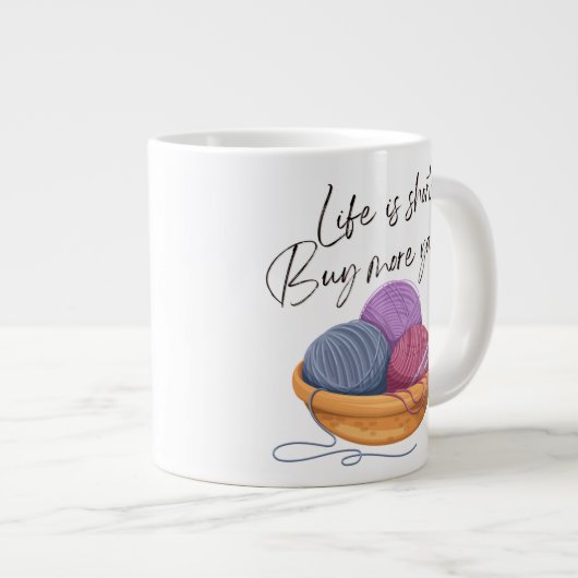 寿命は短い – 買より糸！ |専門マグカップ ジャンボコーヒーマグカップ (正面右)