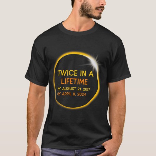 寿命太陽のマッチングGで2回皆既食 Tシャツ (正面)