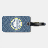 寿長寿中国のシンボル – 青と黄 ラゲッジタグ (裏面横)