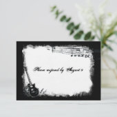 封筒が付いているエレキギターの荒い音楽rsvp 出欠カード (スタンド正面)