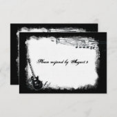 封筒が付いているエレキギターの荒い音楽rsvp 出欠カード (正面/裏面)