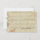封筒が付いているビクトリアンな音楽そしてばら色のrsvp 出欠カード (裏面)