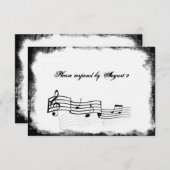 封筒が付いているファンキーな引き裂かれたペーパー黒い音楽rsvp 出欠カード (正面/裏面)