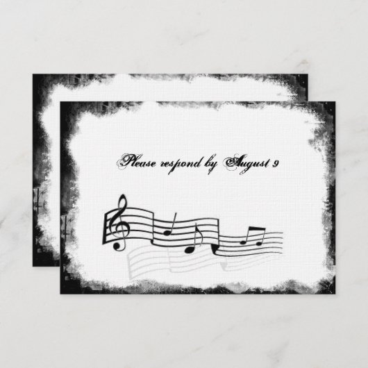 封筒が付いているファンキーな引き裂かれたペーパー黒い音楽rsvp 出欠カード (正面/裏面)