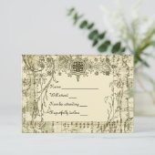 封筒が付いているファンシーなヴィンテージ音楽rsvp 出欠カード (スタンド正面)