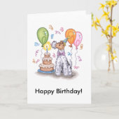 封筒が付いているワイヤーフォックステリア犬のハッピーバースデーカード カード (黄色い花)