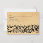 封筒が付いているヴィンテージの羊皮紙RSVP 出欠カード (裏面)