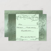 封筒が付いている内気なユニコーンの緑の金属rsvp 出欠カード (正面/裏面)