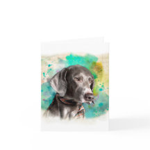 封筒が付いている水彩画WEIMARANERのメッセージカード