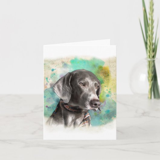 封筒が付いている水彩画WEIMARANERのメッセージカード カード (正面)