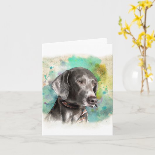 封筒が付いている水彩画WEIMARANERのメッセージカード カード (黄色い花)