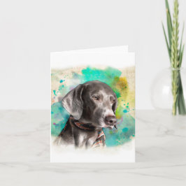 封筒が付いている水彩画WEIMARANERのメッセージカード カード
