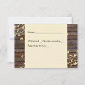 封筒が付いている焦茶の木製のrsvp 出欠カード (裏面)