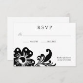 封筒が付いている花スクロールRSVP 出欠カード (正面/裏面)