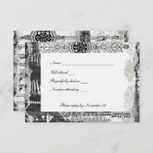 封筒が付いている黒いパリエッフェル塔音楽rsvp 出欠カード (正面/裏面)