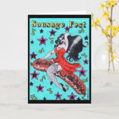 封筒が付いている"ソーセージFest"の挨拶状 カード (黄色い花)