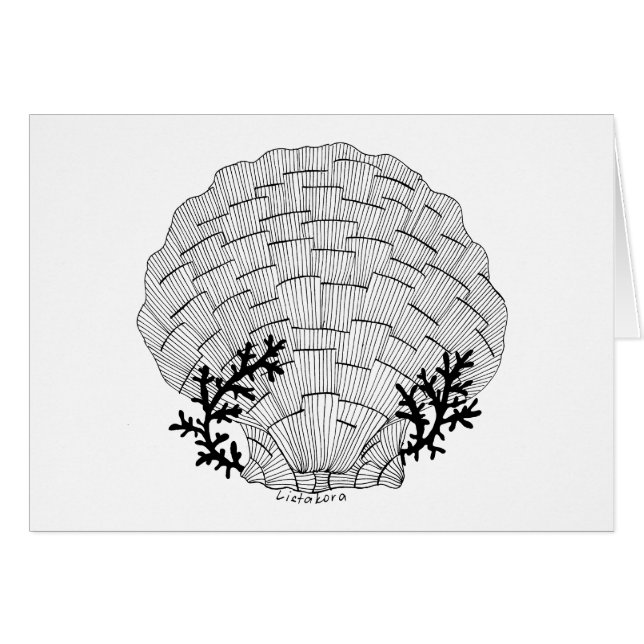 封筒が付いているListakoraの貝殻カード (正面横)