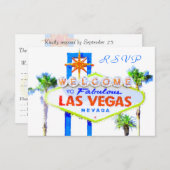 封筒が付いているRSVPカードを結婚するラスベガス 出欠カード (正面/裏面)