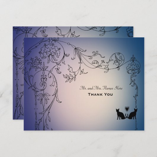 封筒で猫を囲パーソナライズされたむ サンキューカード (正面/裏面)