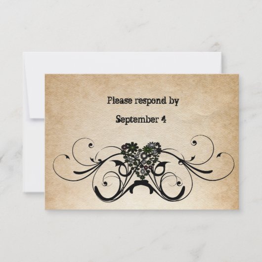 封筒とのぼろぼろの素朴なRSVP 出欠カード (正面)