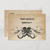 封筒とのぼろぼろの素朴なRSVP 出欠カード (正面/裏面)