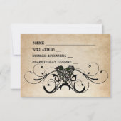 封筒とのぼろぼろの素朴なRSVP 出欠カード (裏面)