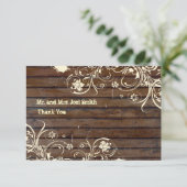 封筒との古い木製の平らなサンキューカード サンキューカード (スタンド正面)