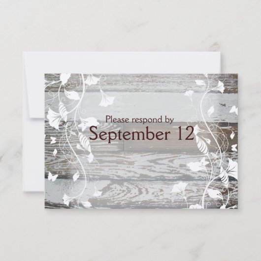 封筒との木およびヴィンテージRSVP 出欠カード (正面)