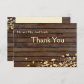 封筒との焦茶の木製の平らなサンキューカード サンキューカード (正面/裏面)