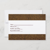 封筒との焦茶革結婚RSVP 出欠カード (裏面)