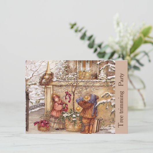 封筒との5x7木のトリミングのパーティーのinvitaion 招待状 (スタンド正面)