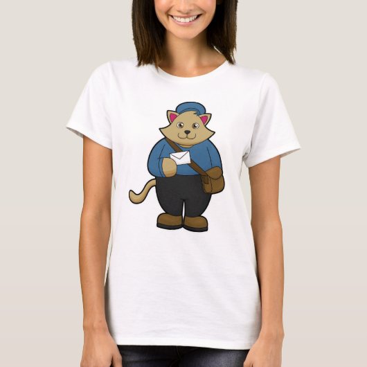 封筒とバッグ付きポストマン猫 Tシャツ (正面)