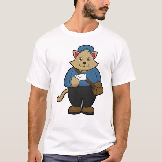 封筒とバッグ付きポストマン猫 Tシャツ (正面)