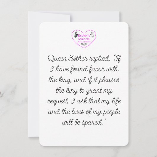 封筒と共に静止したエスザーの奇跡 招待状 (正面)