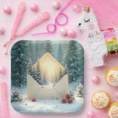 封筒に入ったクリスマスウィンターフォレスト ペーパープレート (パーティー)